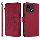 For ZTE Blade A35 / A55 Butterfly Love Flower Multi-card Zipper Wallet Leather Phone Case(Wine Red) - 2