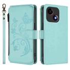 For ZTE Blade A35e Butterfly Love Flower Multi-card Zipper Wallet Leather Phone Case(Mint Green) - 2