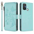 For ZTE Blade A52 Butterfly Love Flower Multi-card Zipper Wallet Leather Phone Case(Mint Green) - 2