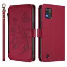 For ZTE Blade A52 Lite Butterfly Love Flower Multi-card Zipper Wallet Leather Phone Case(Wine Red) - 2