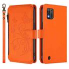 For ZTE Blade A52 Lite Butterfly Love Flower Multi-card Zipper Wallet Leather Phone Case(Orange) - 2
