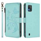 For ZTE Blade A52 Lite Butterfly Love Flower Multi-card Zipper Wallet Leather Phone Case(Mint Green) - 2
