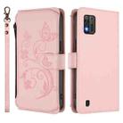 For ZTE Blade A52 Lite Butterfly Love Flower Multi-card Zipper Wallet Leather Phone Case(Pink) - 2