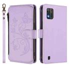 For ZTE Blade A52 Lite Butterfly Love Flower Multi-card Zipper Wallet Leather Phone Case(Light Purple) - 2