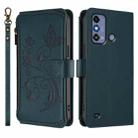 For ZTE Blade A53 / A53+ Butterfly Love Flower Multi-card Zipper Wallet Leather Phone Case(Dark Green) - 2