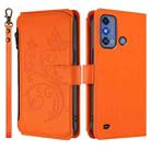 For ZTE Blade A53 Pro Butterfly Love Flower Multi-card Zipper Wallet Leather Phone Case(Orange) - 2