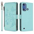 For ZTE Blade A53 Pro Butterfly Love Flower Multi-card Zipper Wallet Leather Phone Case(Mint Green) - 2