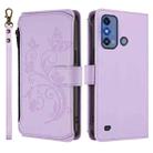For ZTE Blade A53 Pro Butterfly Love Flower Multi-card Zipper Wallet Leather Phone Case(Light Purple) - 2