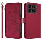 For ZTE Blade A56 Pro Butterfly Love Flower Multi-card Zipper Wallet Leather Phone Case(Wine Red) - 2