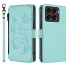 For ZTE Blade A56 Pro Butterfly Love Flower Multi-card Zipper Wallet Leather Phone Case(Mint Green) - 2
