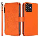 For ZTE Blade A73 4G Butterfly Love Flower Multi-card Zipper Wallet Leather Phone Case(Orange) - 2