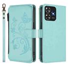 For ZTE Blade A73 4G Butterfly Love Flower Multi-card Zipper Wallet Leather Phone Case(Mint Green) - 2