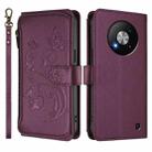 For ZTE Blade A73 5G Butterfly Love Flower Multi-card Zipper Wallet Leather Phone Case(Dark Purple) - 2