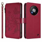 For ZTE Blade A73 5G Butterfly Love Flower Multi-card Zipper Wallet Leather Phone Case(Wine Red) - 2