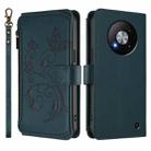 For ZTE Blade A73 5G Butterfly Love Flower Multi-card Zipper Wallet Leather Phone Case(Dark Green) - 2