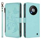 For ZTE Blade A73 5G Butterfly Love Flower Multi-card Zipper Wallet Leather Phone Case(Mint Green) - 2