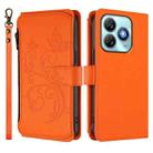 For ZTE Blade A75 4G Butterfly Love Flower Multi-card Zipper Wallet Leather Phone Case(Orange) - 2
