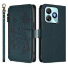 For ZTE Blade A75 4G Butterfly Love Flower Multi-card Zipper Wallet Leather Phone Case(Dark Green) - 2