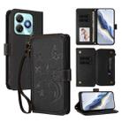 For ZTE Blade A75 4G Butterfly Love Flower Multi-card Zipper Wallet Leather Phone Case(Black) - 1