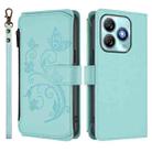 For ZTE Blade A75 4G Butterfly Love Flower Multi-card Zipper Wallet Leather Phone Case(Mint Green) - 2