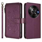 For ZTE Blade A75 5G / Nubia Focus 5G Butterfly Love Flower Multi-card Zipper Wallet Leather Phone Case(Dark Purple) - 2