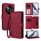For ZTE Blade A75 5G / Nubia Focus 5G Butterfly Love Flower Multi-card Zipper Wallet Leather Phone Case(Wine Red) - 1