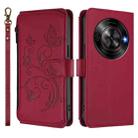For ZTE Blade A75 5G / Nubia Focus 5G Butterfly Love Flower Multi-card Zipper Wallet Leather Phone Case(Wine Red) - 2