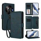 For ZTE Blade A75 5G / Nubia Focus 5G Butterfly Love Flower Multi-card Zipper Wallet Leather Phone Case(Dark Green) - 1