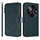 For ZTE Blade A75 5G / Nubia Focus 5G Butterfly Love Flower Multi-card Zipper Wallet Leather Phone Case(Dark Green) - 2