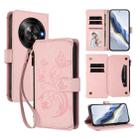 For ZTE Blade A75 5G / Nubia Focus 5G Butterfly Love Flower Multi-card Zipper Wallet Leather Phone Case(Pink) - 1