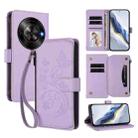 For ZTE Blade A75 5G / Nubia Focus 5G Butterfly Love Flower Multi-card Zipper Wallet Leather Phone Case(Light Purple) - 1
