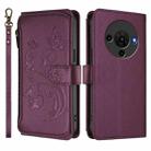 For ZTE Blade A76 5G Butterfly Love Flower Multi-card Zipper Wallet Leather Phone Case(Dark Purple) - 2
