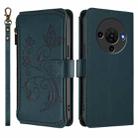 For ZTE Blade A76 5G Butterfly Love Flower Multi-card Zipper Wallet Leather Phone Case(Dark Green) - 2