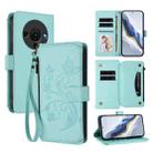 For ZTE Blade A76 5G Butterfly Love Flower Multi-card Zipper Wallet Leather Phone Case(Mint Green) - 1