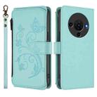 For ZTE Blade A76 5G Butterfly Love Flower Multi-card Zipper Wallet Leather Phone Case(Mint Green) - 2