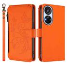 For ZTE Blade V40s Butterfly Love Flower Multi-card Zipper Wallet Leather Phone Case(Orange) - 2