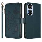 For ZTE Blade V40s Butterfly Love Flower Multi-card Zipper Wallet Leather Phone Case(Dark Green) - 2