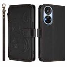 For ZTE Blade V40s Butterfly Love Flower Multi-card Zipper Wallet Leather Phone Case(Black) - 2