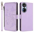 For ZTE Blade V40s Butterfly Love Flower Multi-card Zipper Wallet Leather Phone Case(Light Purple) - 2
