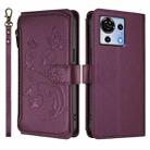 For ZTE Blade V50 Vita Butterfly Love Flower Multi-card Zipper Wallet Leather Phone Case(Dark Purple) - 2