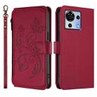 For ZTE Blade V50 Vita Butterfly Love Flower Multi-card Zipper Wallet Leather Phone Case(Wine Red) - 2