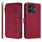 For ZTE Blade V60 Vita / V60 Design Butterfly Love Flower Multi-card Zipper Wallet Leather Phone Case(Wine Red) - 2