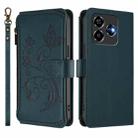 For ZTE Blade V60 Vita / V60 Design Butterfly Love Flower Multi-card Zipper Wallet Leather Phone Case(Dark Green) - 2