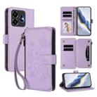 For ZTE Blade V60 Vita / V60 Design Butterfly Love Flower Multi-card Zipper Wallet Leather Phone Case(Light Purple) - 1