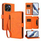 For ZTE Blade V70 Butterfly Love Flower Multi-card Zipper Wallet Leather Phone Case(Orange) - 1