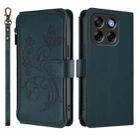 For ZTE Blade V70 Butterfly Love Flower Multi-card Zipper Wallet Leather Phone Case(Dark Green) - 2