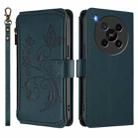 For ZTE Blade V70 Max Butterfly Love Flower Multi-card Zipper Wallet Leather Phone Case(Dark Green) - 2