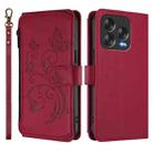 For ZTE Blade V70 Vita /Nubia V70 Design Butterfly Love Flower Multi-card Zipper Wallet Leather Phone Case(Wine Red) - 2