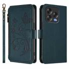 For ZTE Blade V70 Vita /Nubia V70 Design Butterfly Love Flower Multi-card Zipper Wallet Leather Phone Case(Dark Green) - 2