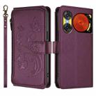 For ZTE Nubia Music 2 Butterfly Love Flower Multi-card Zipper Wallet Leather Phone Case(Dark Purple) - 2